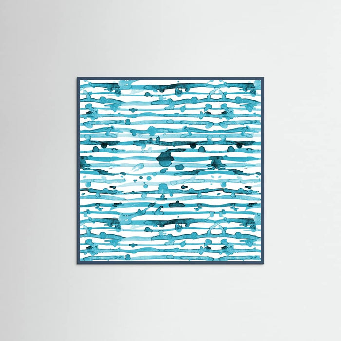 Póster Indigo Teal Line Splatter Watercolor – póster e impresión artística