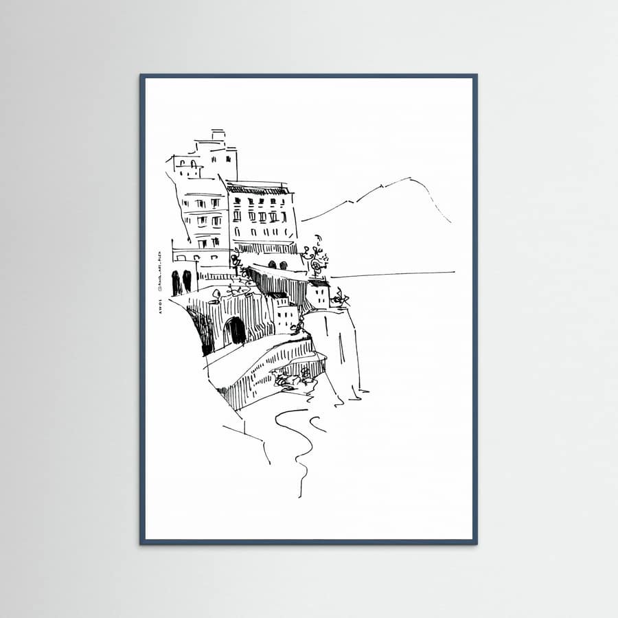 Italian Landscape Art, Amalfi Coast Small Towns By The Sea Poster – Poster und Kunstdruck