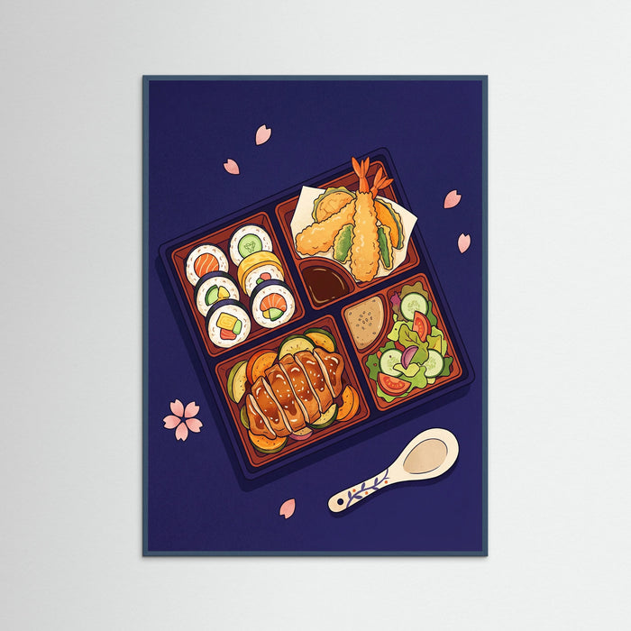 Teal Wood Japanese Ramen Illustration