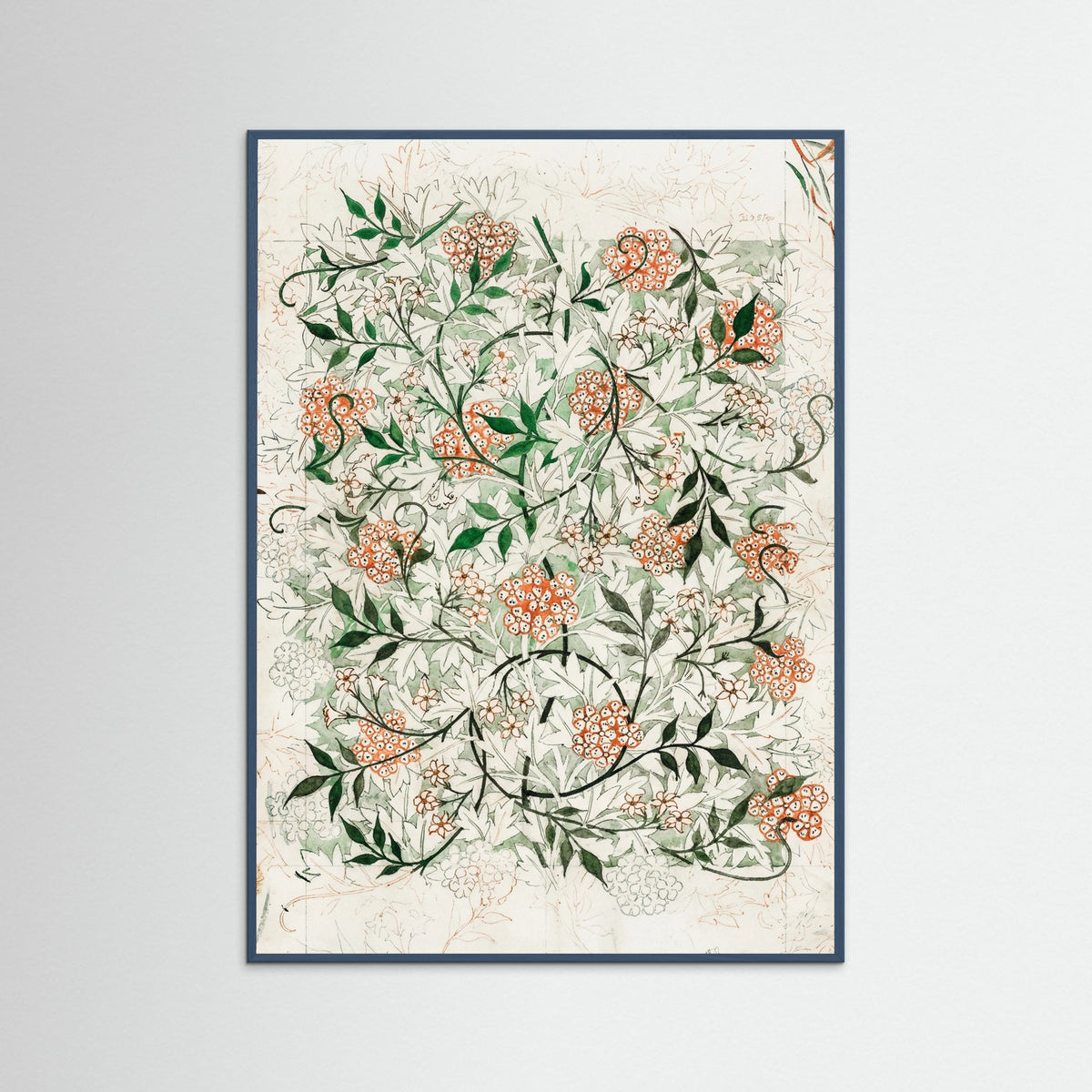 Teal Wood Jasmine Vine Elegance