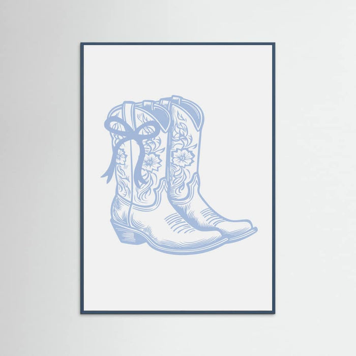Light Blue Cowgirl Boots with Bow Poster – plakat og kunsttryk