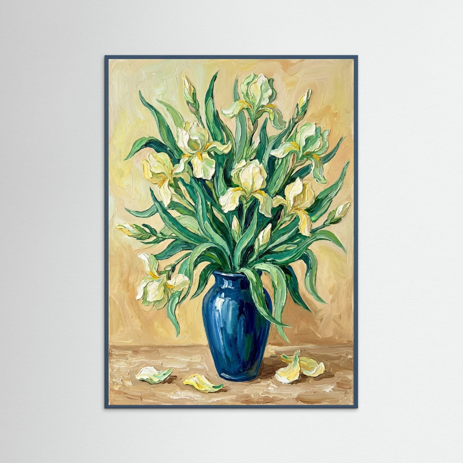 Teal Wood Lush White Blooms