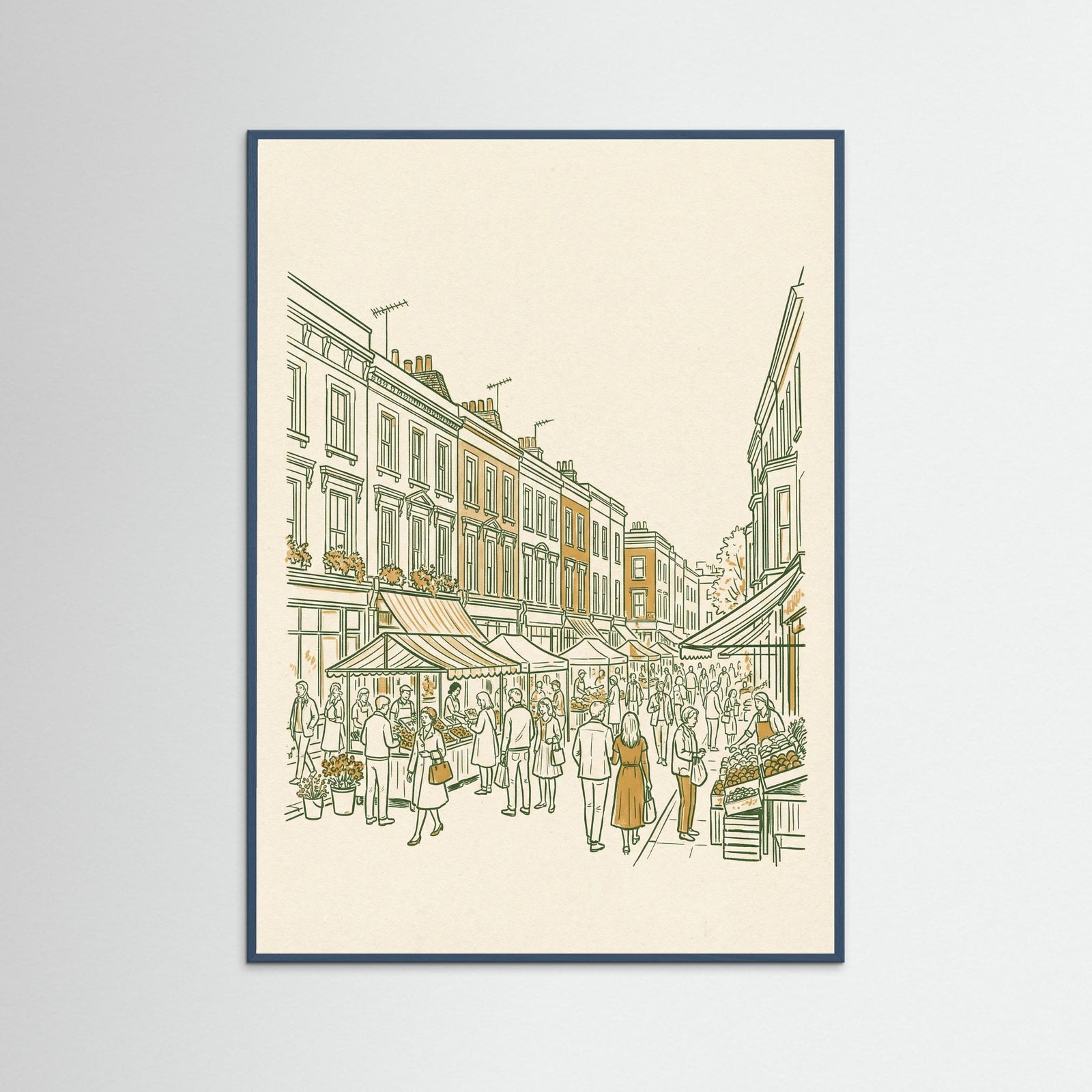 Teal Wood Matchstick Cityscape