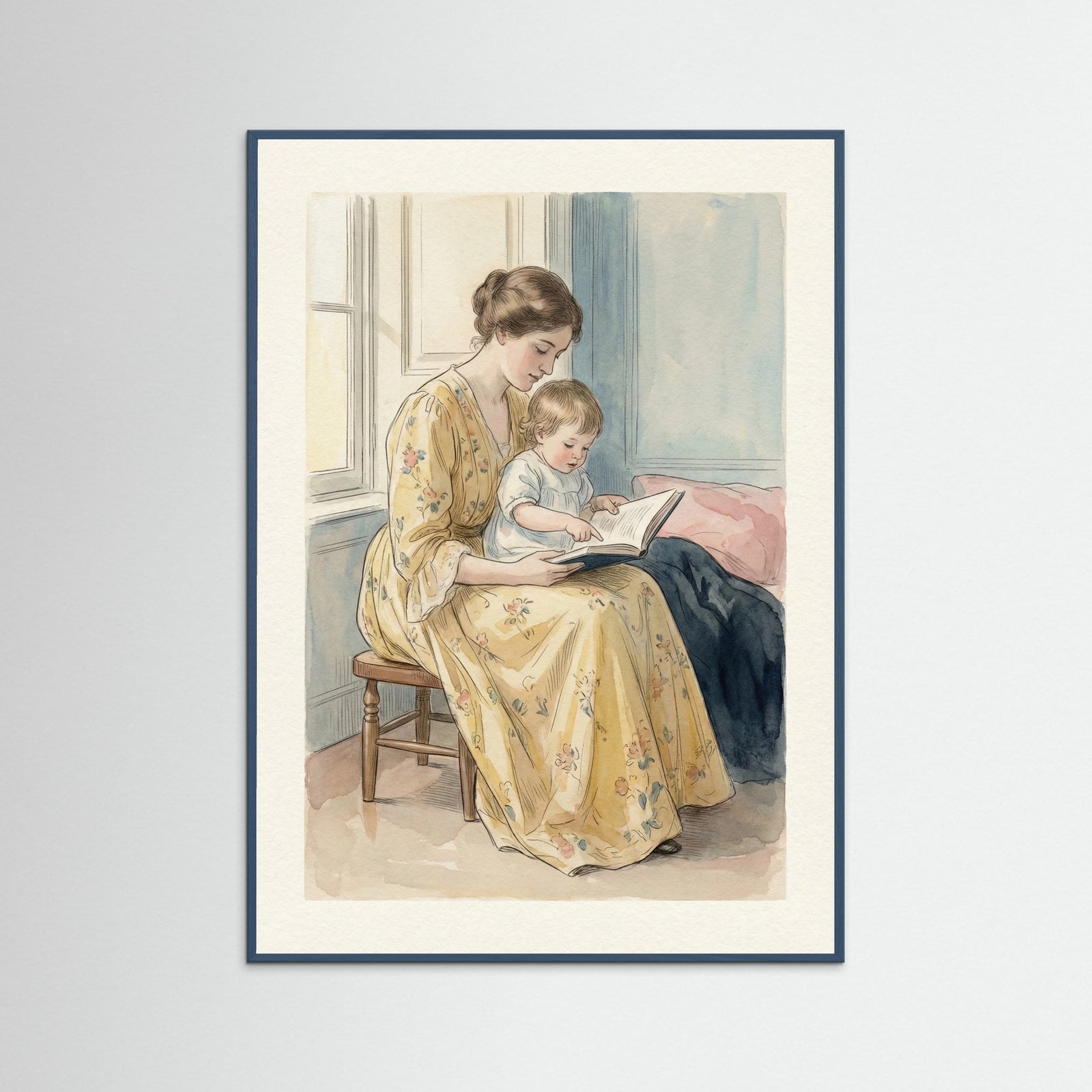 Teal Wood Maternal Bathing Scene