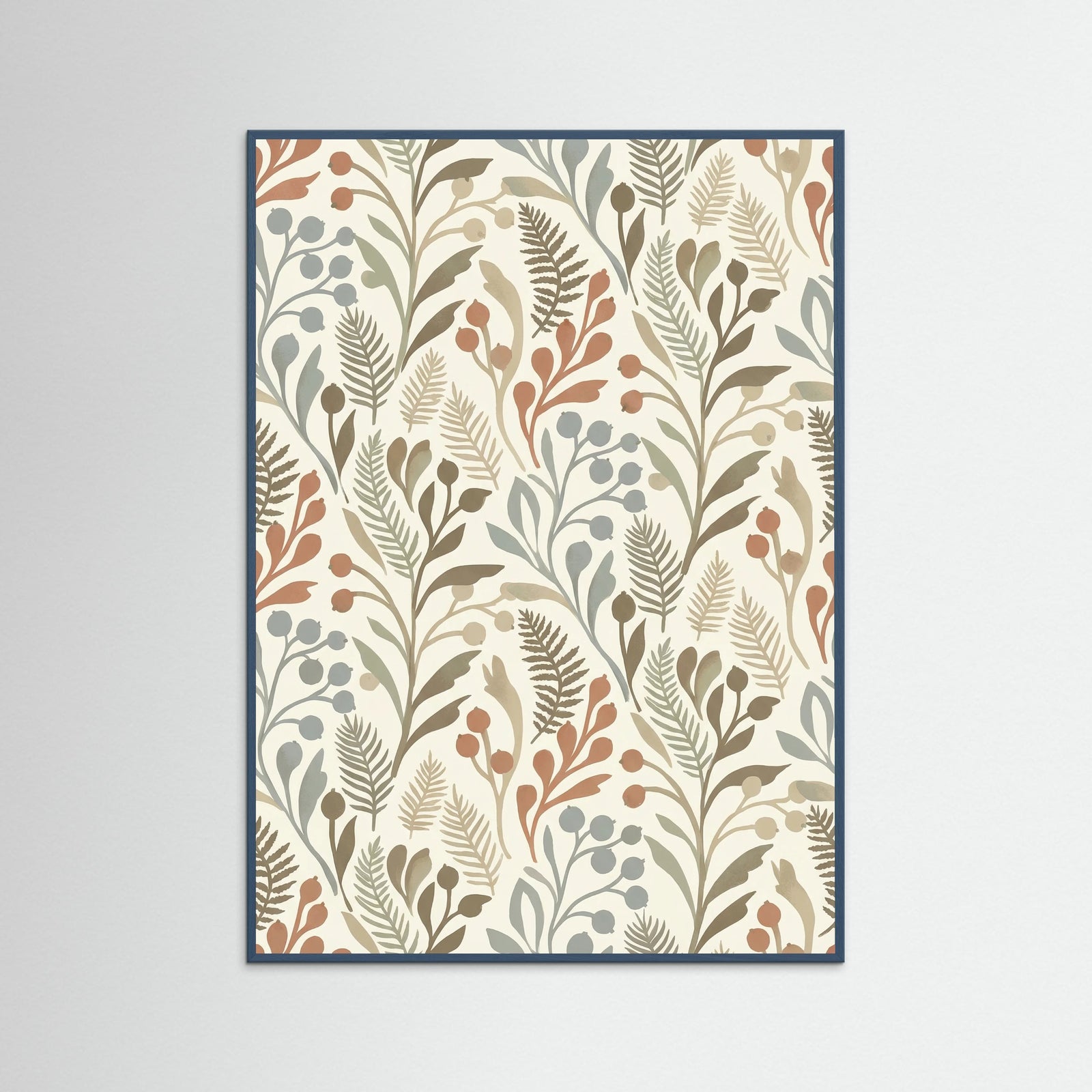 Teal Wood Meadow Bloom Motif
