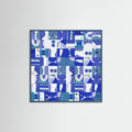 Teal Wood Mid Century Grid Pattern Five Poster