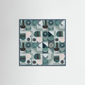 Teal Wood Mid Century Grid Pattern Four Poster