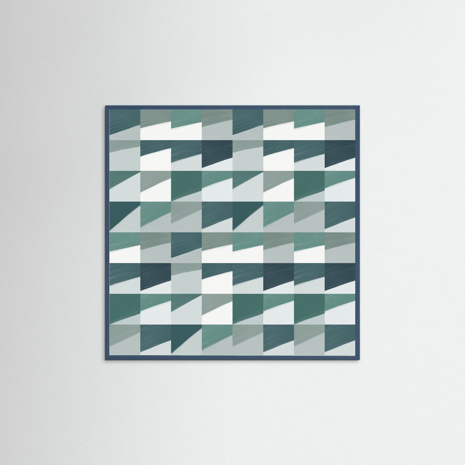 Teal Wood Mid Century Grid Pattern Seven Poster