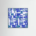 Teal Wood Mid Century Grid Pattern Six Poster