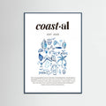 Póster Minimalist Blue Coastal Poster | Aesthetic Tropical and Marine Illustrations – póster e impresión artística
