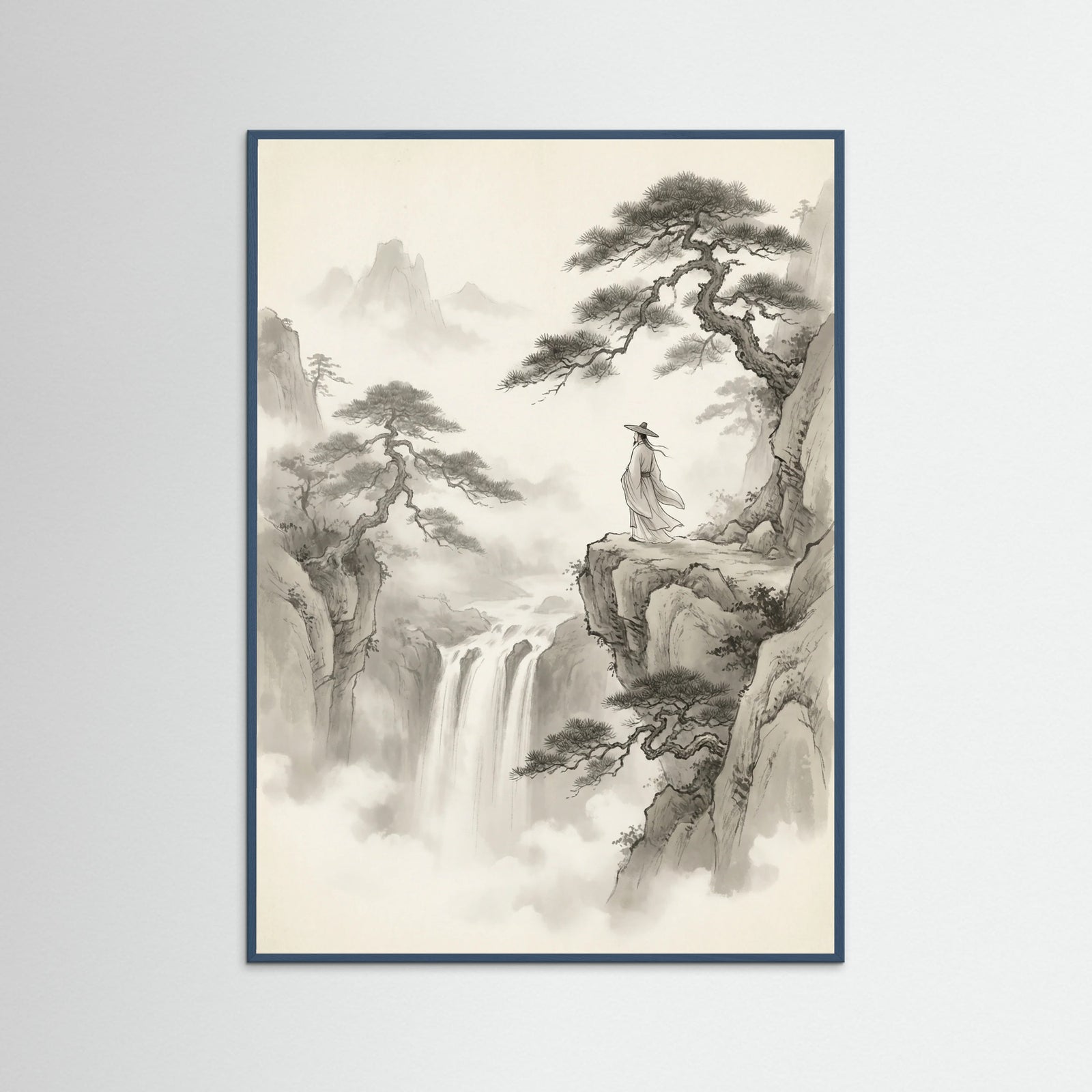 Teal Wood Misty Mountain Journey