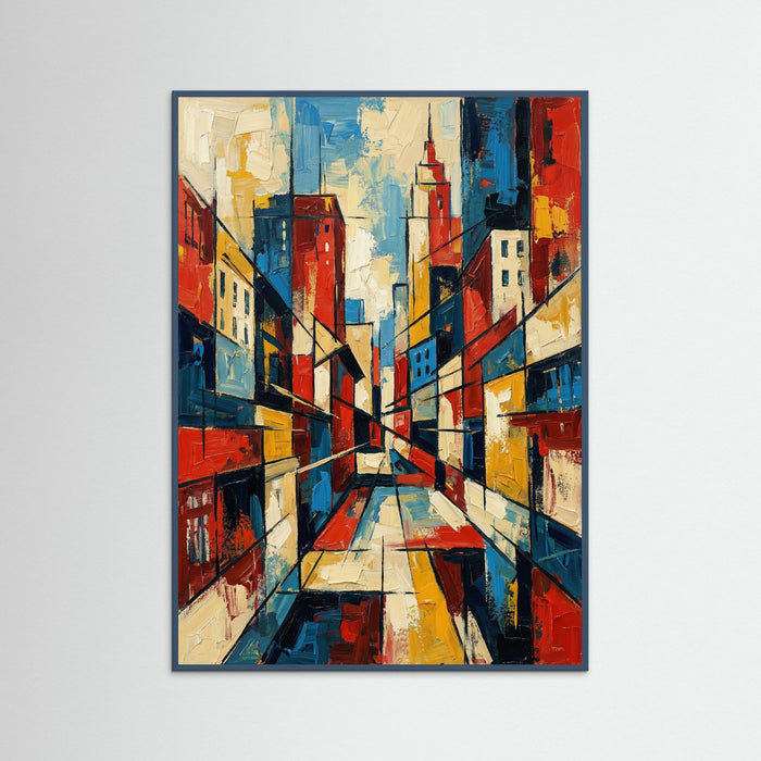 Teal Wood Modern Cubist Portrait