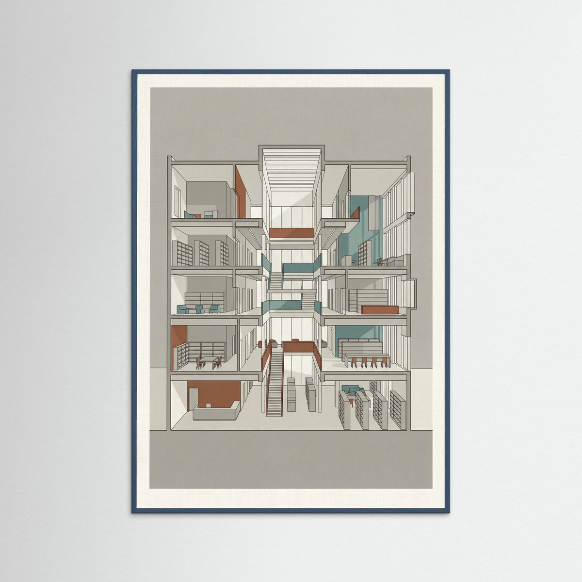 Teal Wood Modern Home Blueprint