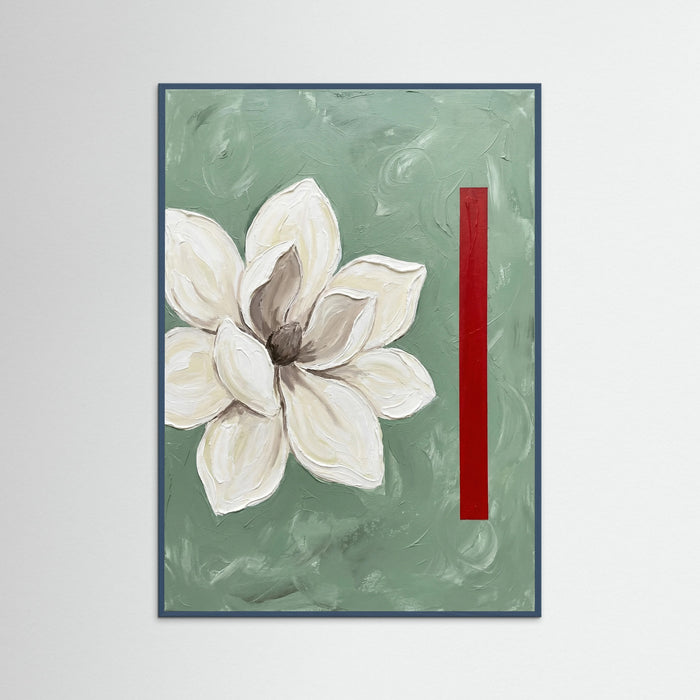Teal Wood Modern Poppies