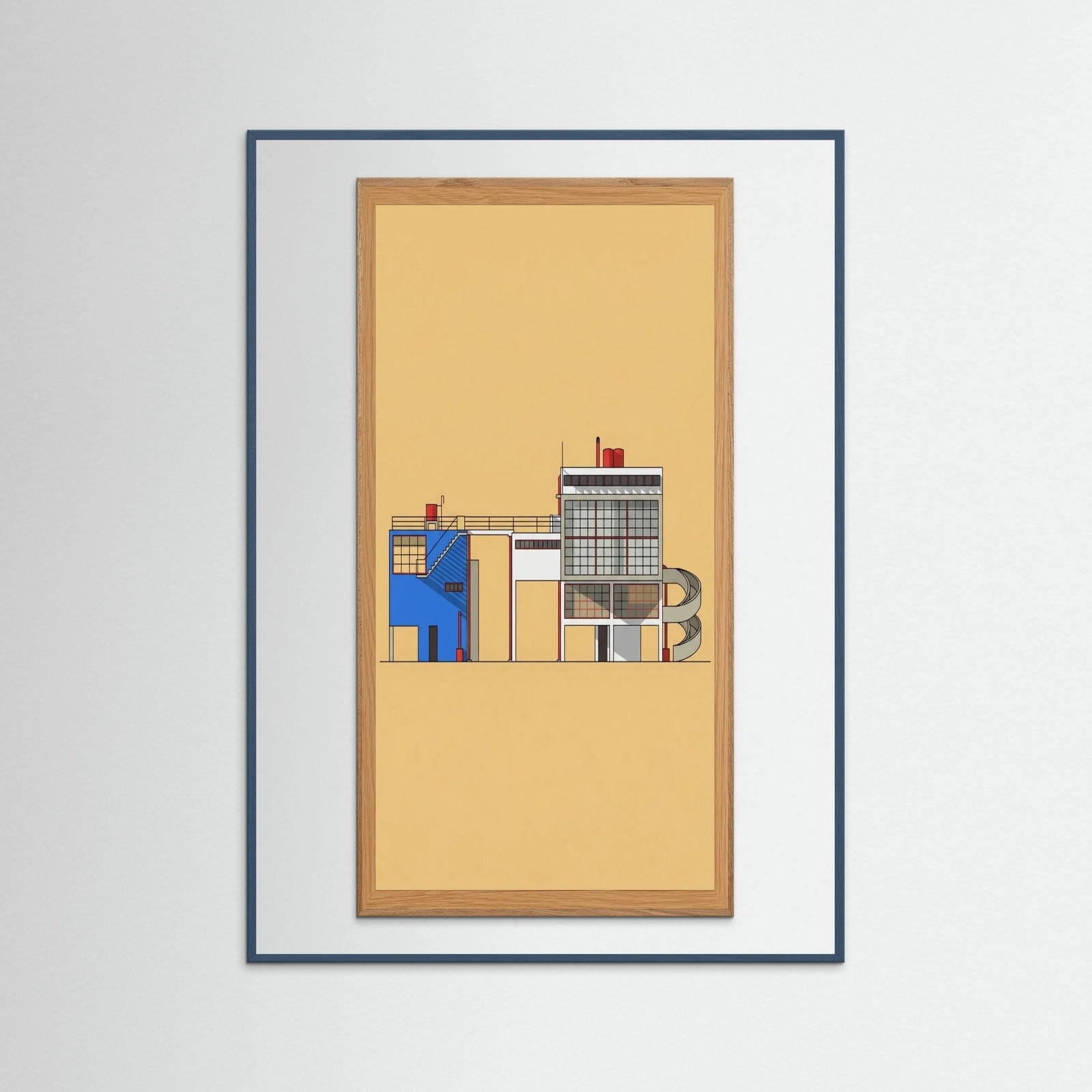 Teal Wood Modernist Blueprint Study