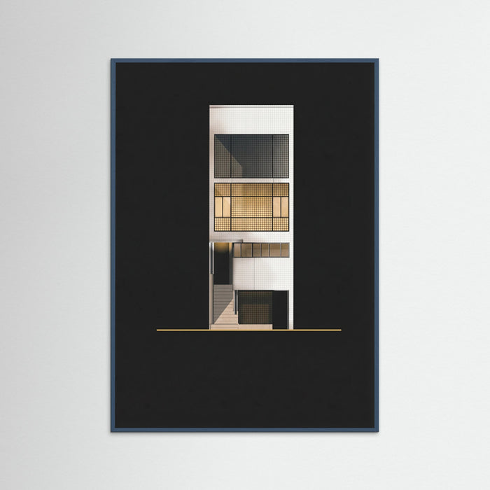 Teal Wood Modernist Facade Black