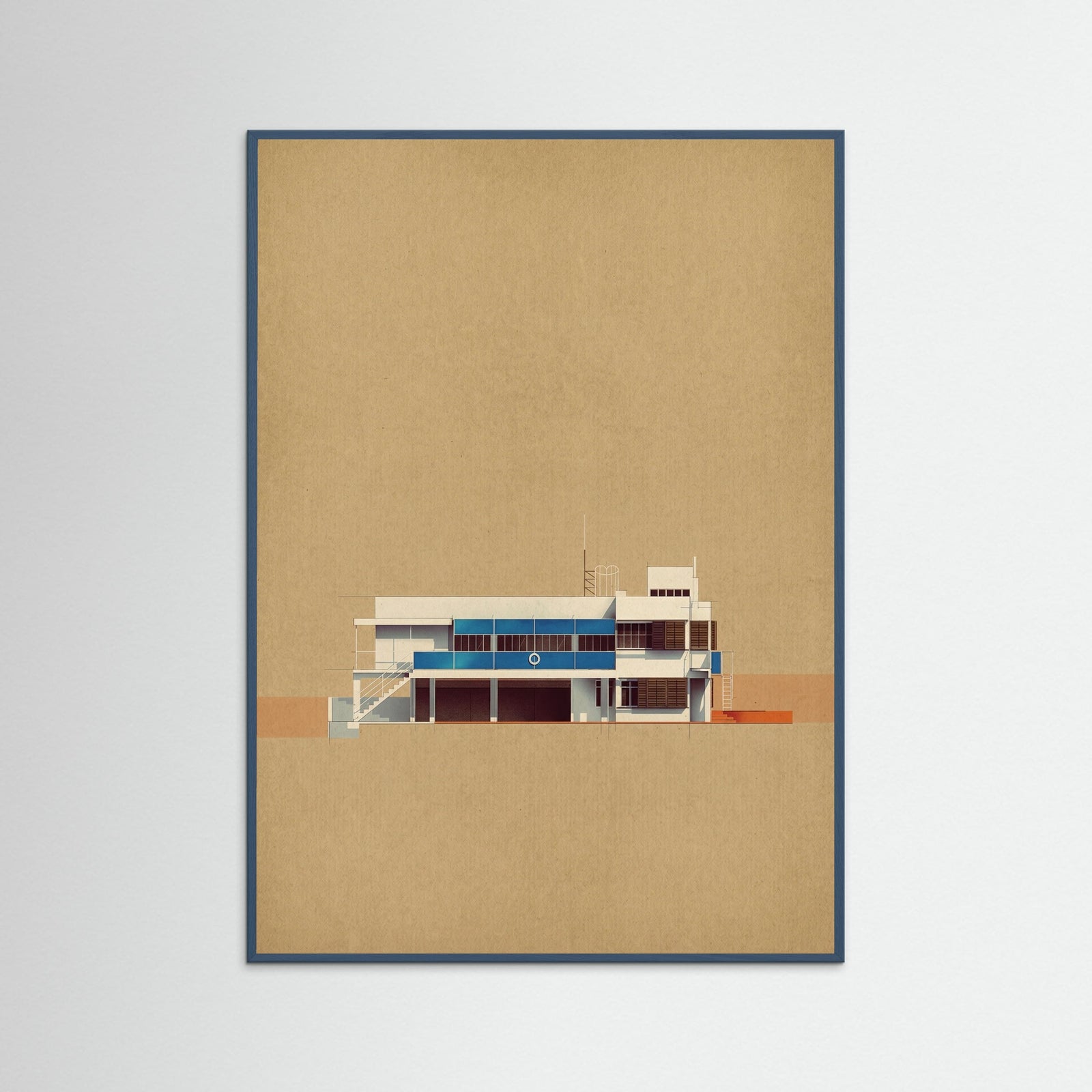 Teal Wood Modernist Section View