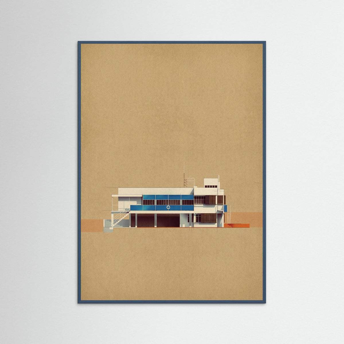 Teal Wood Modernist Section View