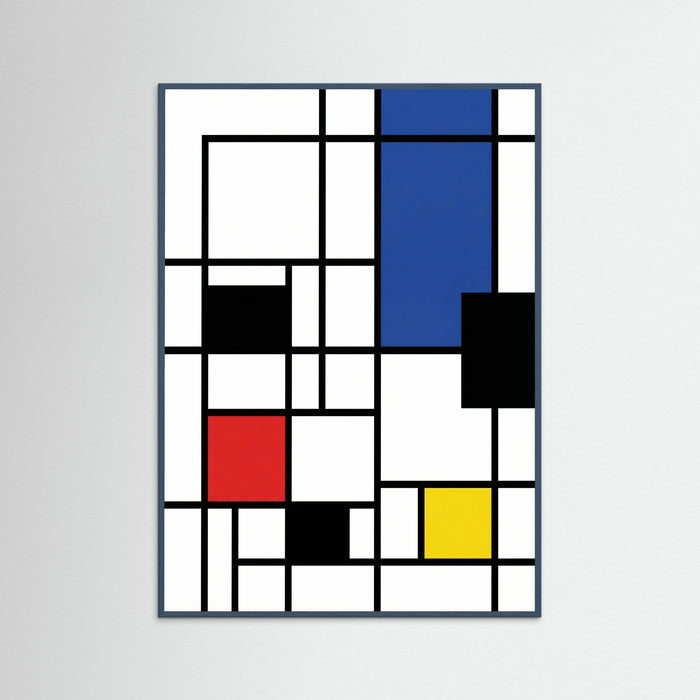 Teal Wood Mondrian Geometric Abstract