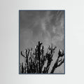 Teal Wood Monochrome Cactus Sky Poster
