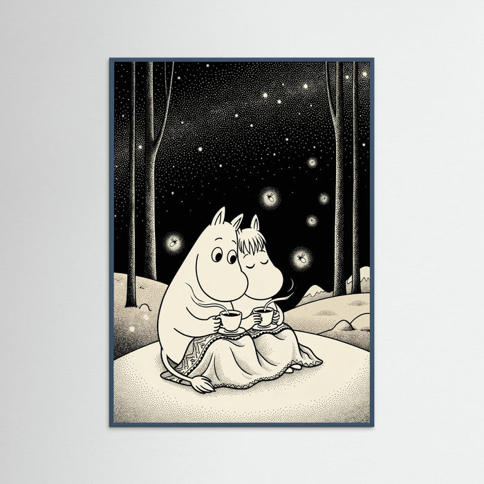Teal Wood Moonlit Embrace