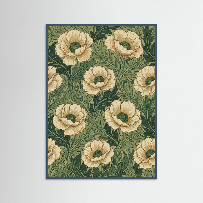 Teal Wood Morris Chrysanthemum
