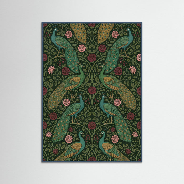Teal Wood Morrisian Floral Elegance