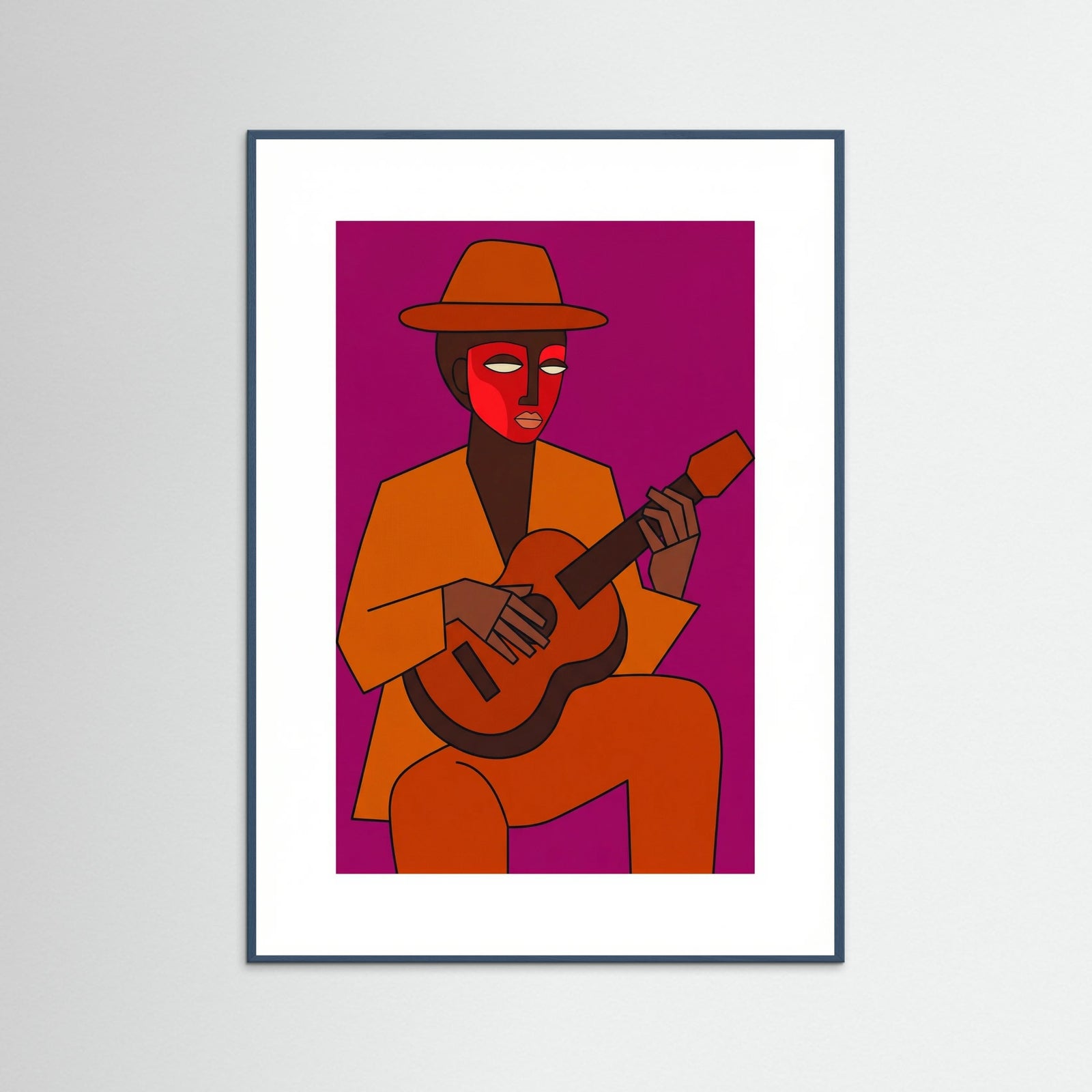 Teal Wood Orange Hat Figure