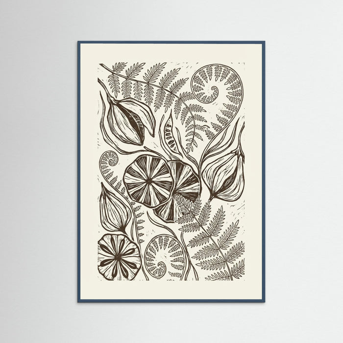 Teal Wood Organic Linework
