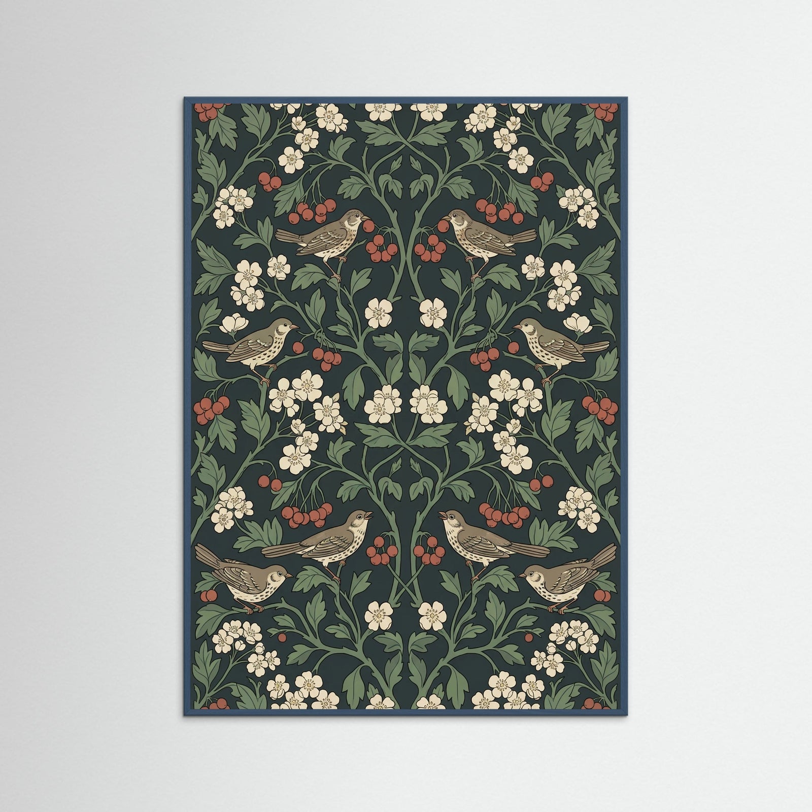 Teal Wood Ornate Botanical Tapestry