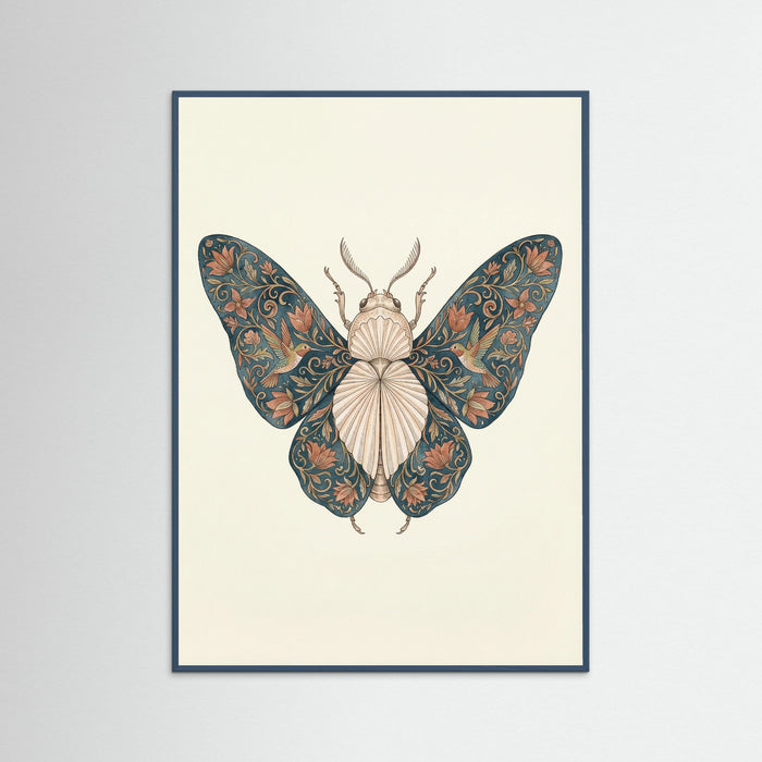 Teal Wood Ornate Silk Moth