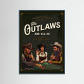 Teal Wood Outlaws Are All In Cool Cowboy Poker Art Poster