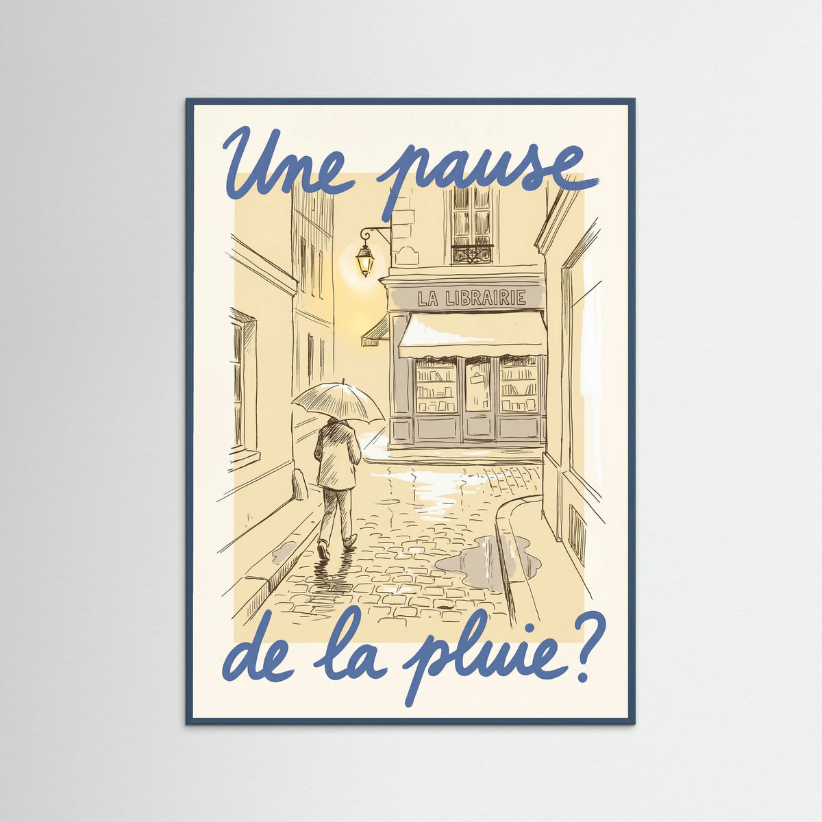 Teal Wood Parisian Rainy Invitation