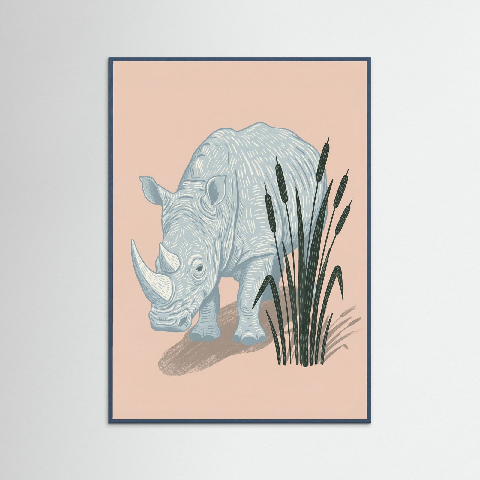 Teal Wood Patterned Hippo Stillness