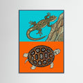 Teal Wood Patterned Turtle