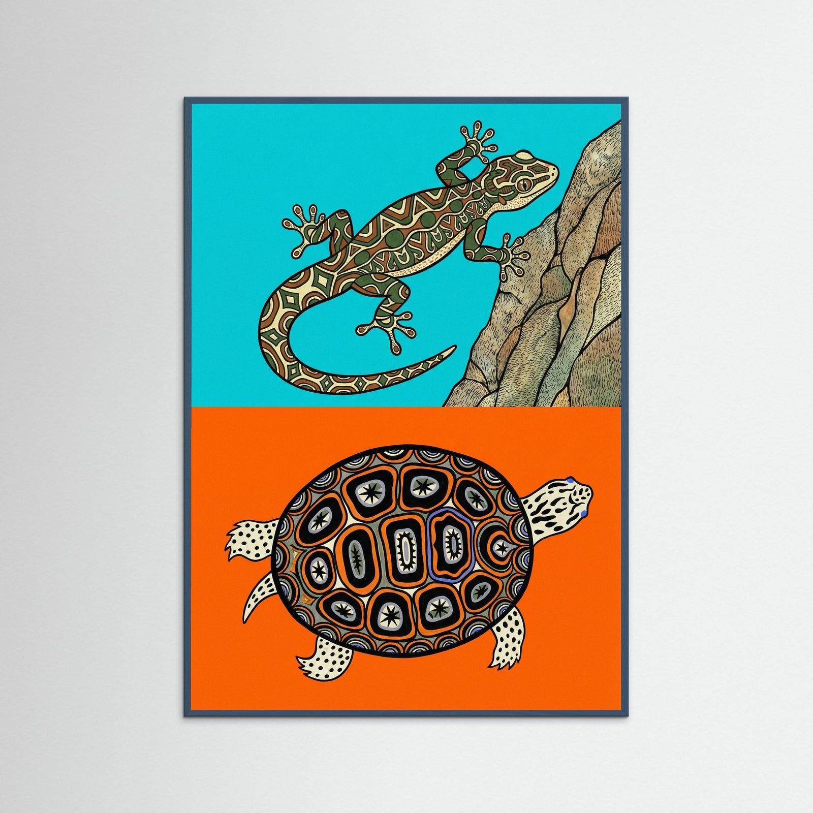 Teal Wood Patterned Turtle