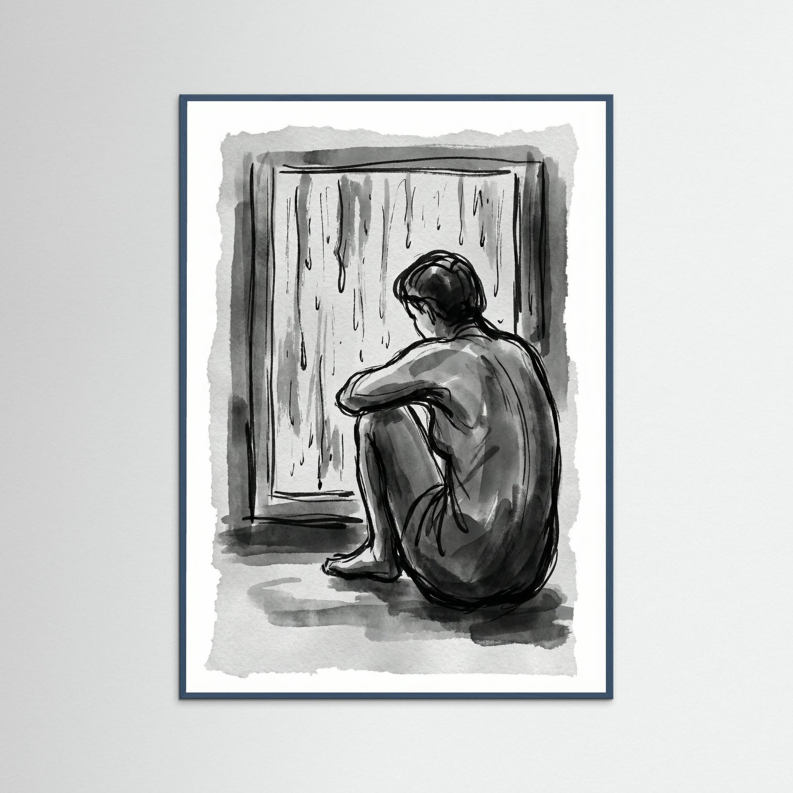 Teal Wood Pensive Form