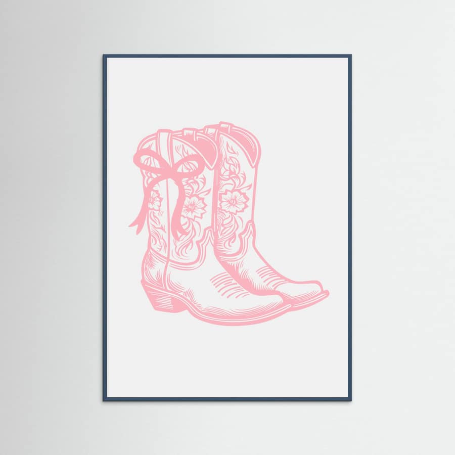 Pink Cowgirl Boots with Bow Poster – plakat og kunsttryk