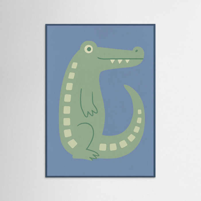 Teal Wood Playful Crocodile
