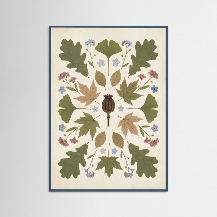 Teal Wood Pressed Garden Blooms