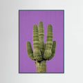 Teal Wood Purple Cactus Poster