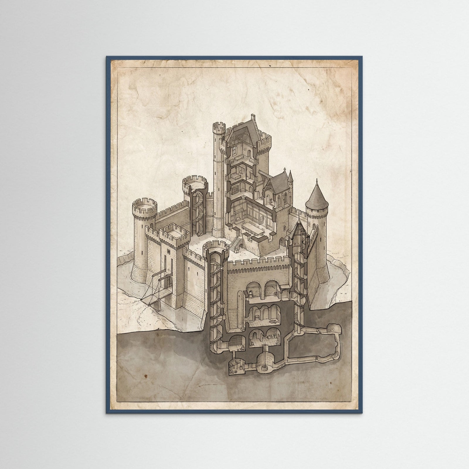 Teal Wood Pyramid Interior Blueprint