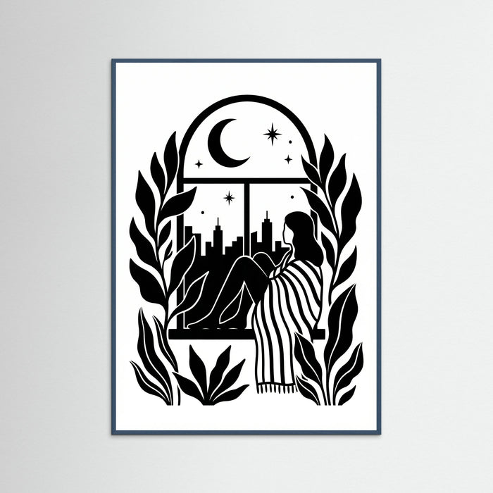 Teal Wood Quiet Contemplation Black