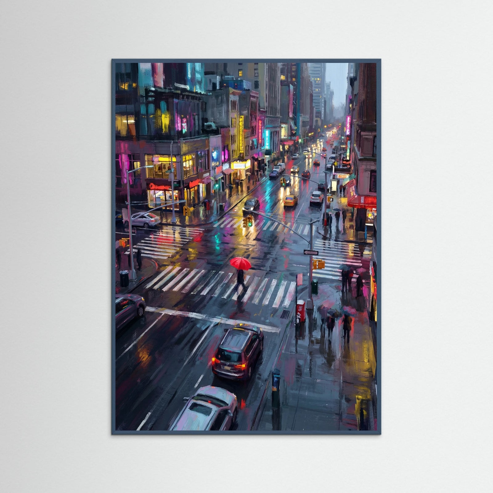 Teal Wood Rainy City Umbrellas