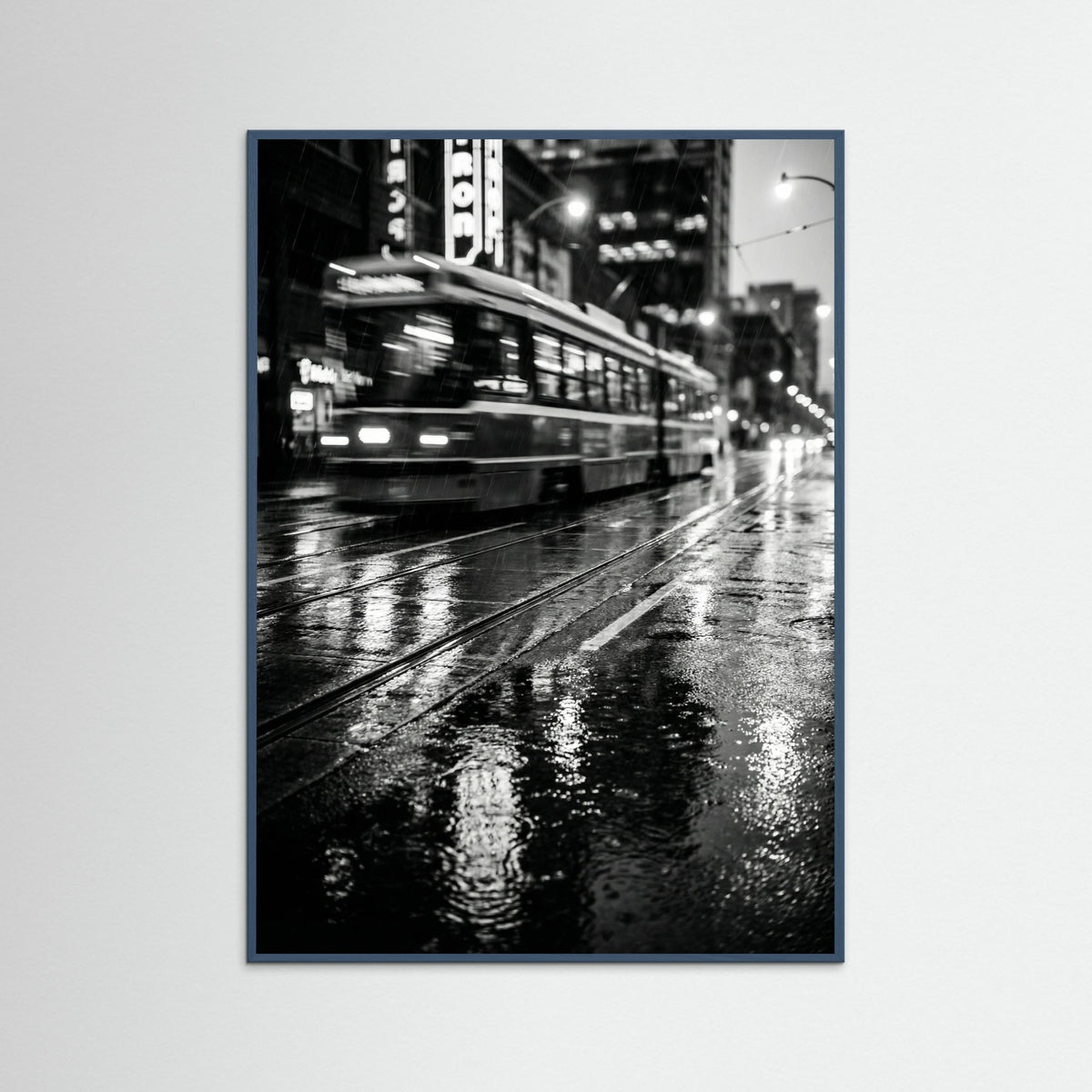 Teal Wood Rainy Night Drive