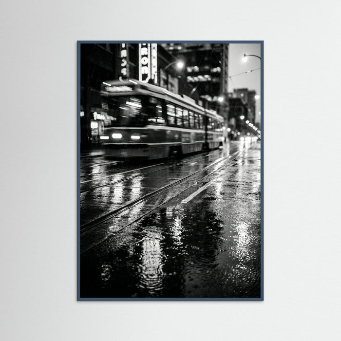 Teal Wood Rainy Night Drive