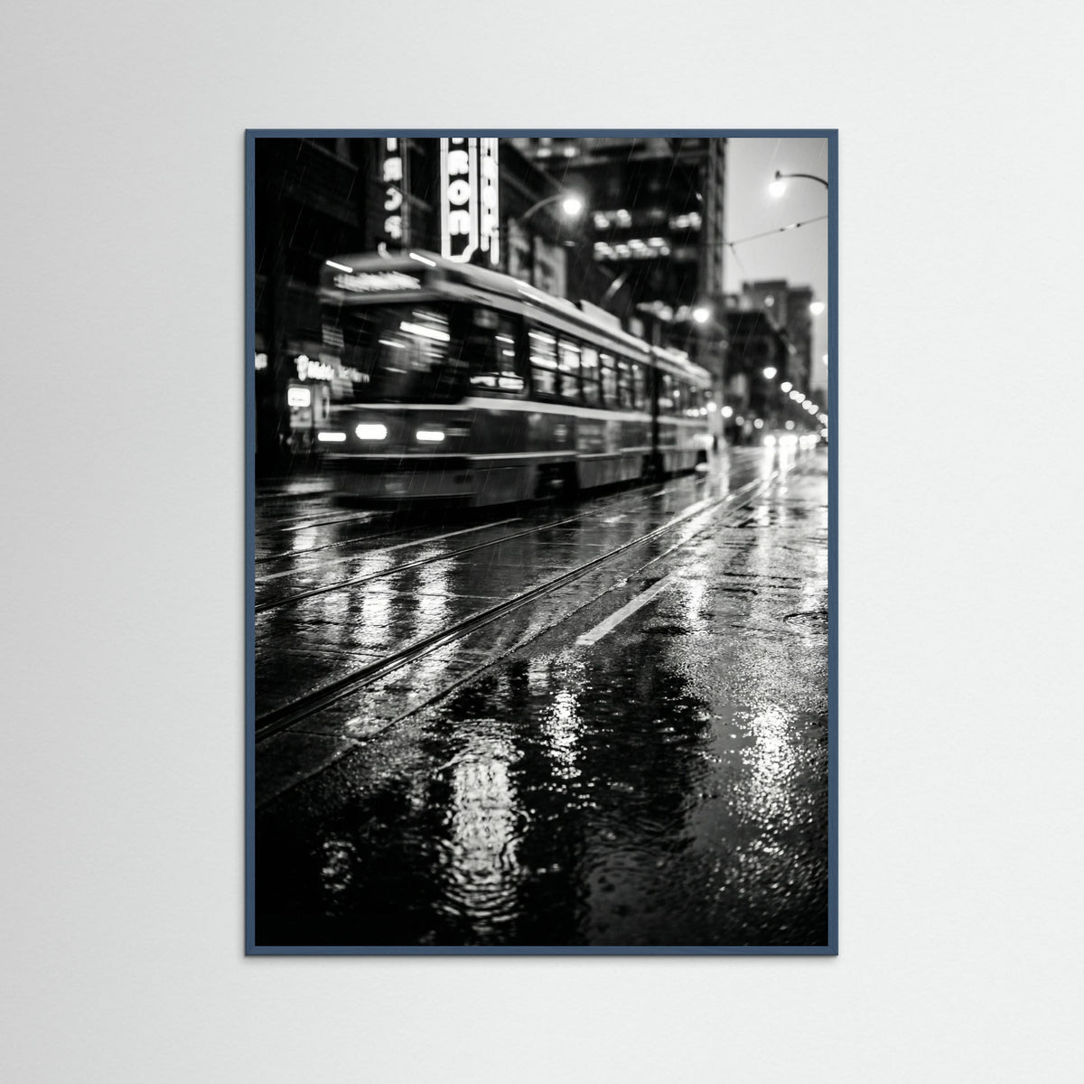 Teal Wood Rainy Night Drive