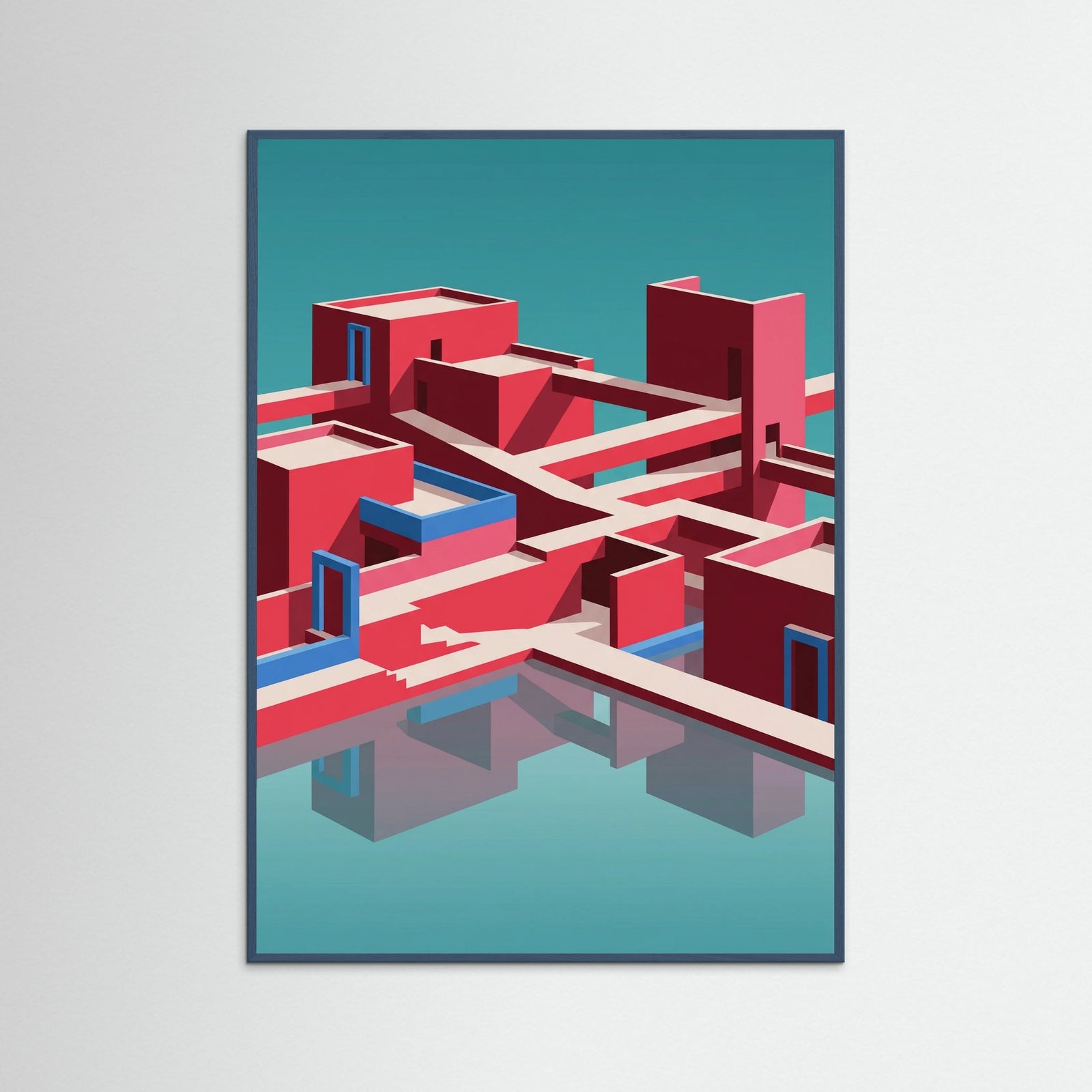 Teal Wood Red Labyrinth