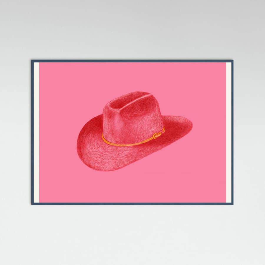 Teal Wood Red Stetson On Pink Poster