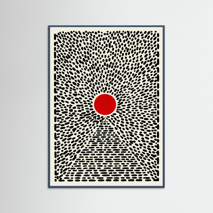Teal Wood Red Sun Burst